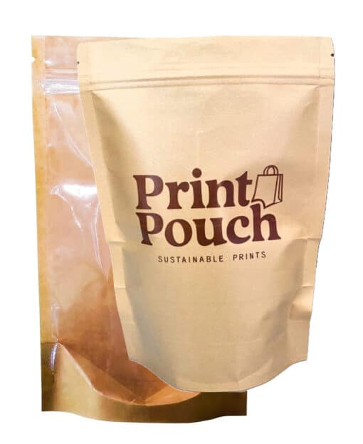 Custom Printed One Side Kraft Paper, One Side Transparent Standup Pouches