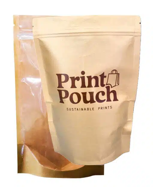 Custom Printed One Side Kraft Paper, One Side Transparent Standup Pouches